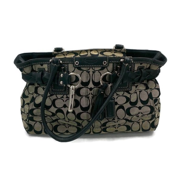 Coach Handbags - Coach Hampton Signature Carryall F15665 Black Grey